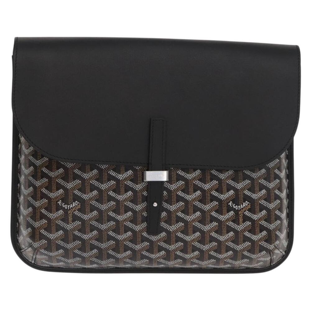 Goyard Coated Canvas Herringbone Croucher Shoulder Bag Black